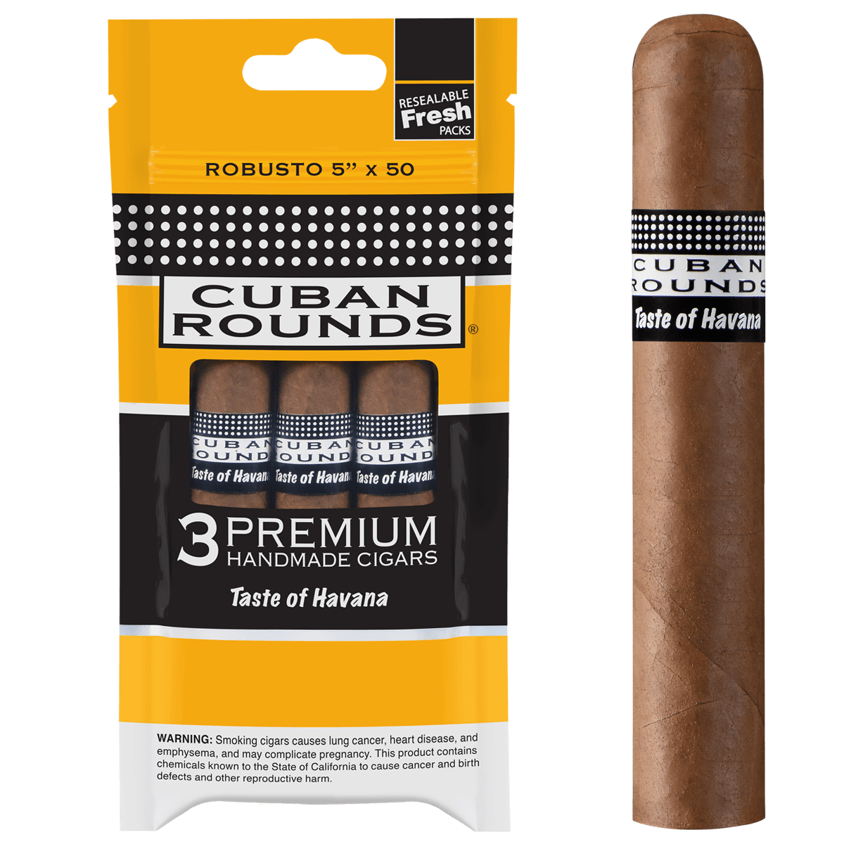 Cuban Rounds Robusto Natural Sealed Fresh 8/3 Ct. 5.00X50