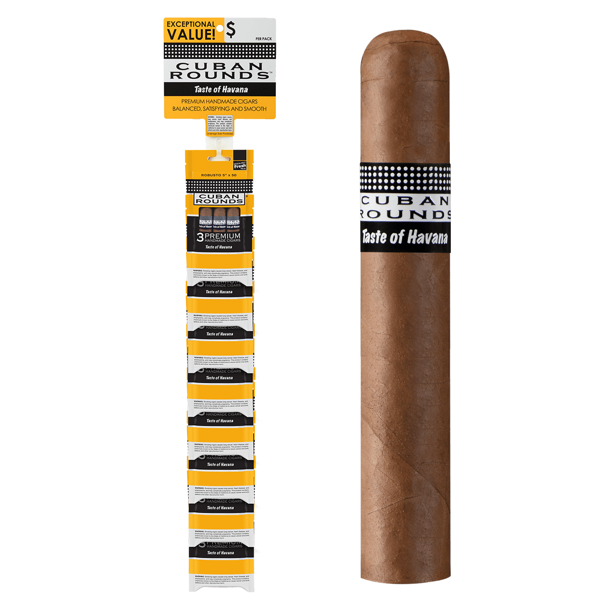 Cuban Rounds Robusto Natural Clip Strip 8/3 Ct. 5.00X50
