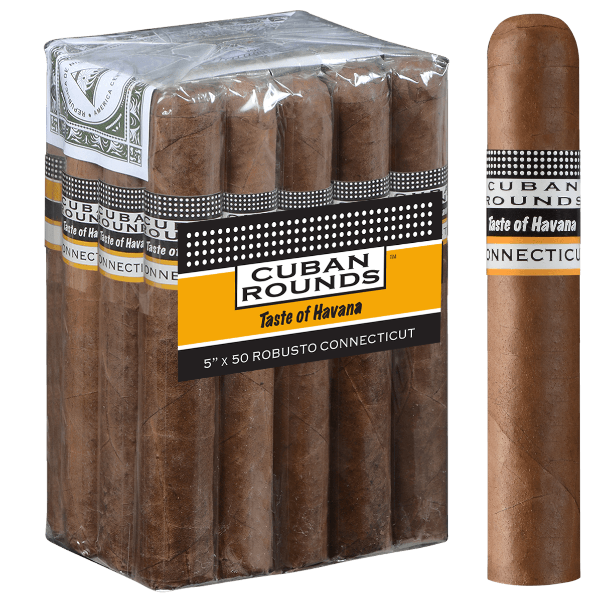 Cuban Rounds Robusto Connecticut 20 Ct. Bundle 5.00X50