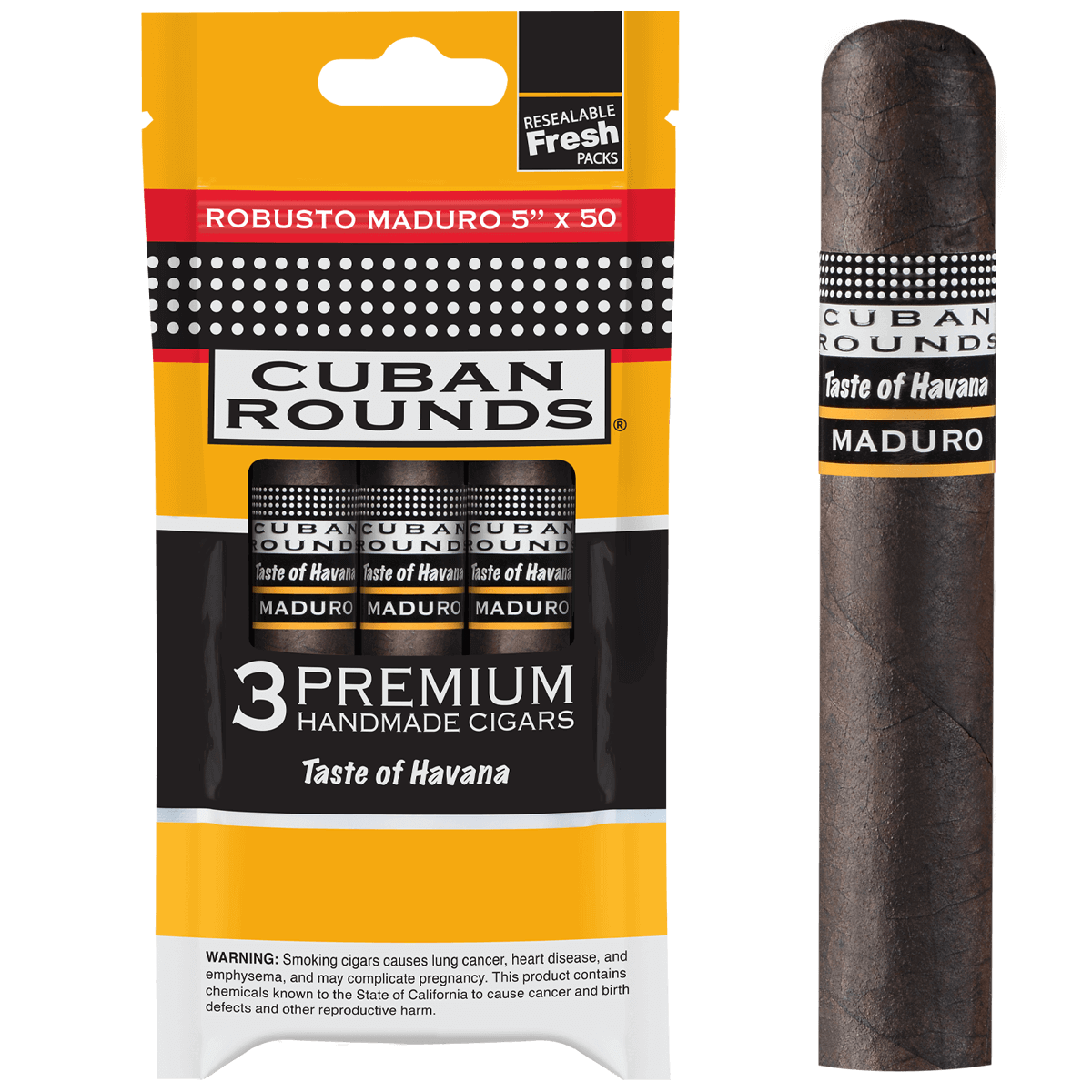 CUBAN ROUNDS ROBUSTO MADURO "CLIP STRIP"  8/3 CT. 5.00X50