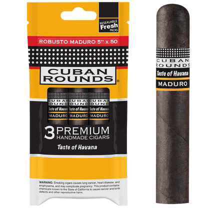 CUBAN ROUNDS ROBUSTO MADURO "CLIP STRIP"  8/3 CT. 5.00X50