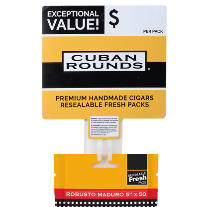 CUBAN ROUNDS ROBUSTO MADURO "CLIP STRIP"  8/3 CT. 5.00X50