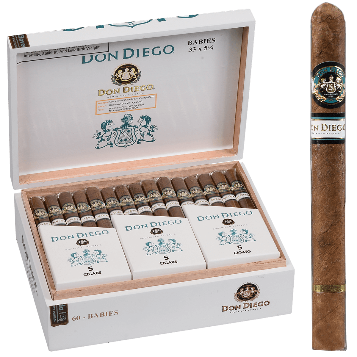 Don Diego Babies Ems 60 Ct. Box 5.07X33