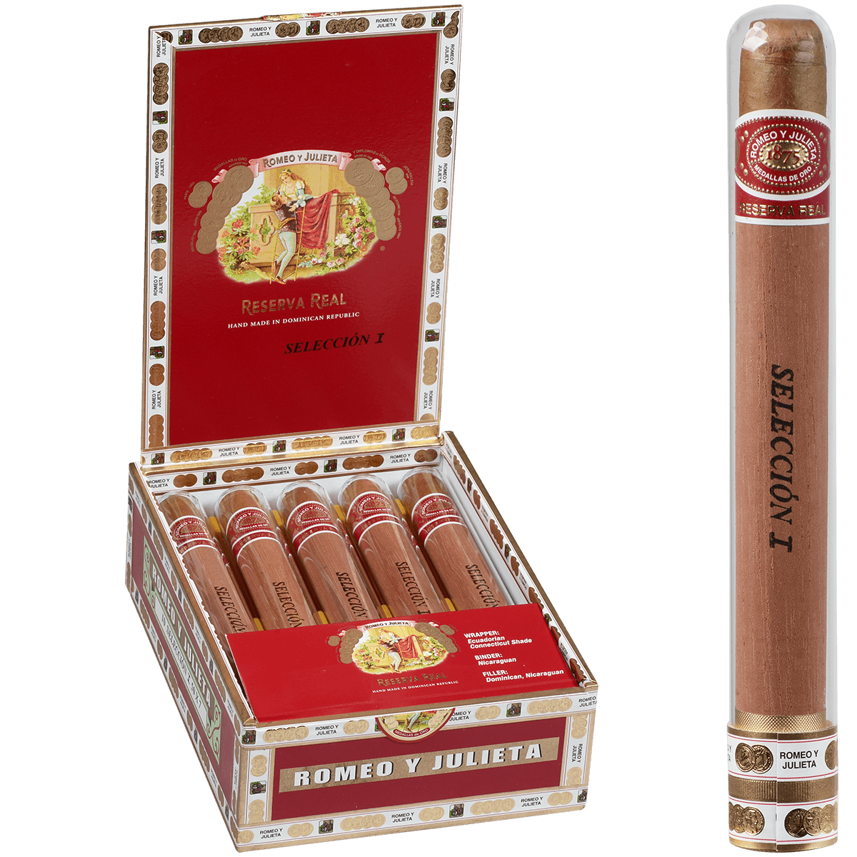 Romeo Y Julieta Seleccion Reserva Real Crystal I 10 Ct. Tubes Box 7.00X50