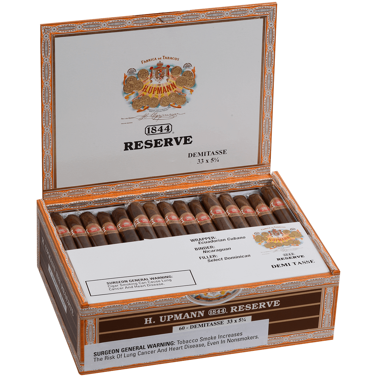 H. Upmann 1844 Reserve Demi Tasse 60 Ct. Box 4.50X33
