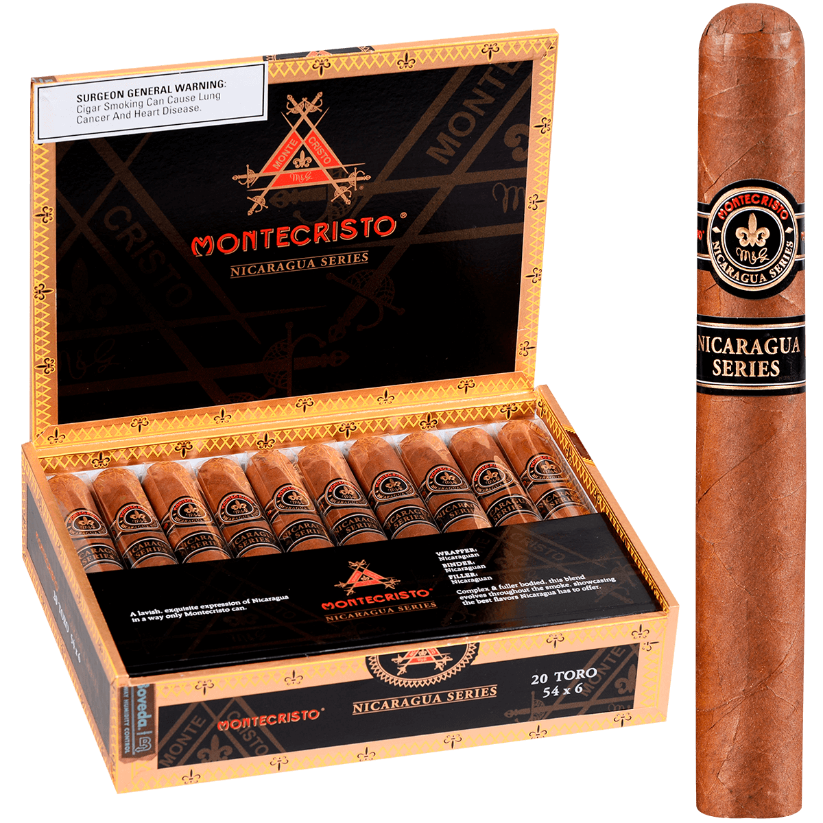 Montecristo Nicaragua Toro 20 Ct. Box 6.00X54