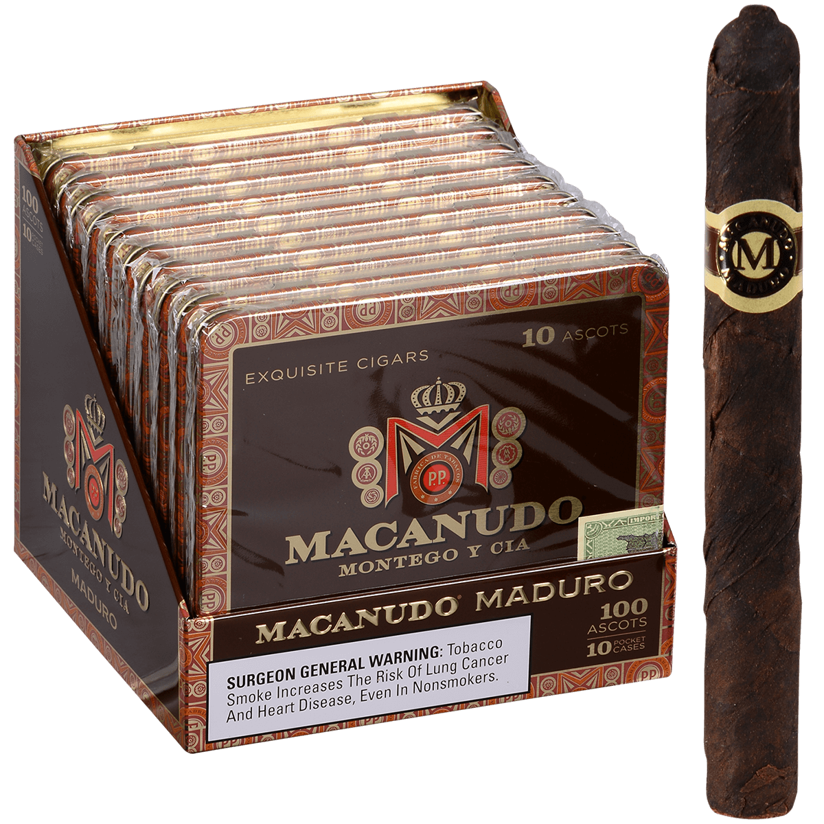Macanudo Maduro Ascots 10/10 Tins 4.19X32