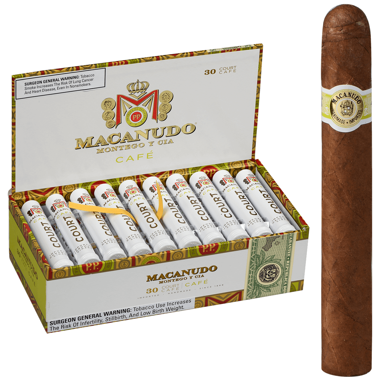 Macanudo Cafe Court Tubos 30 Ct. Box 4.19X36