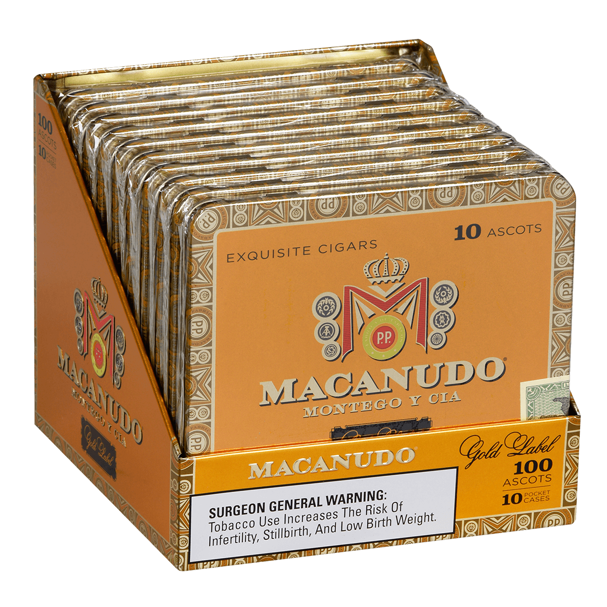 Macanudo Gold Label Ascots 10/10 Tins 4.19X32