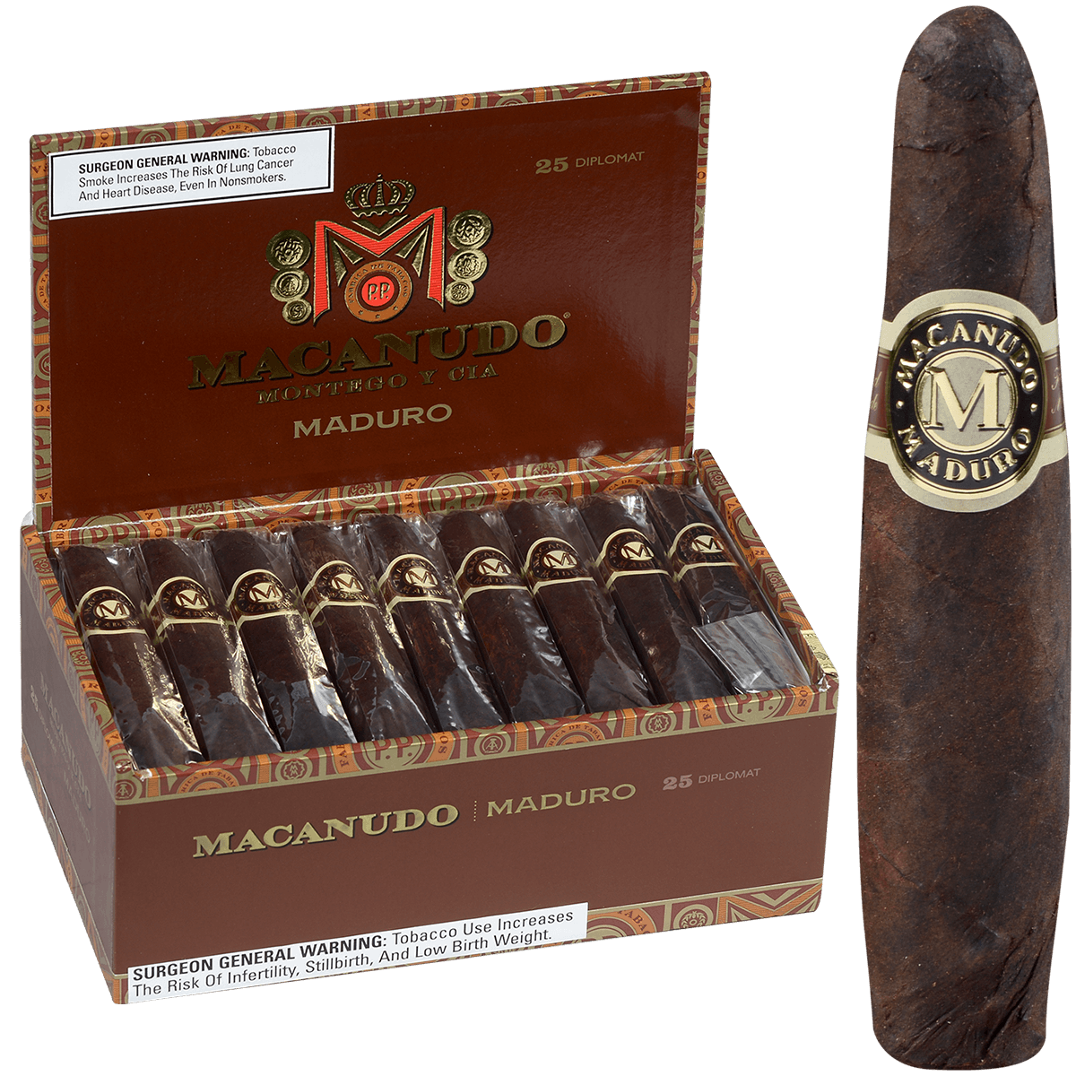Macanudo Maduro Diplomat 25 Ct. Box 4.50X38/60/44