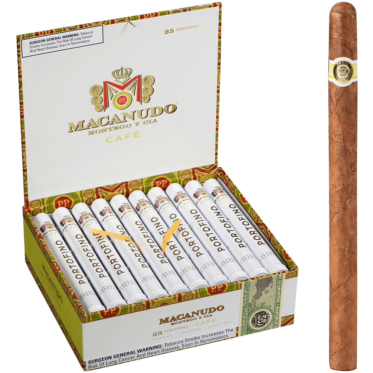 Macanudo Cafe Portofino Tubos 25 Ct. Box 7.00X34