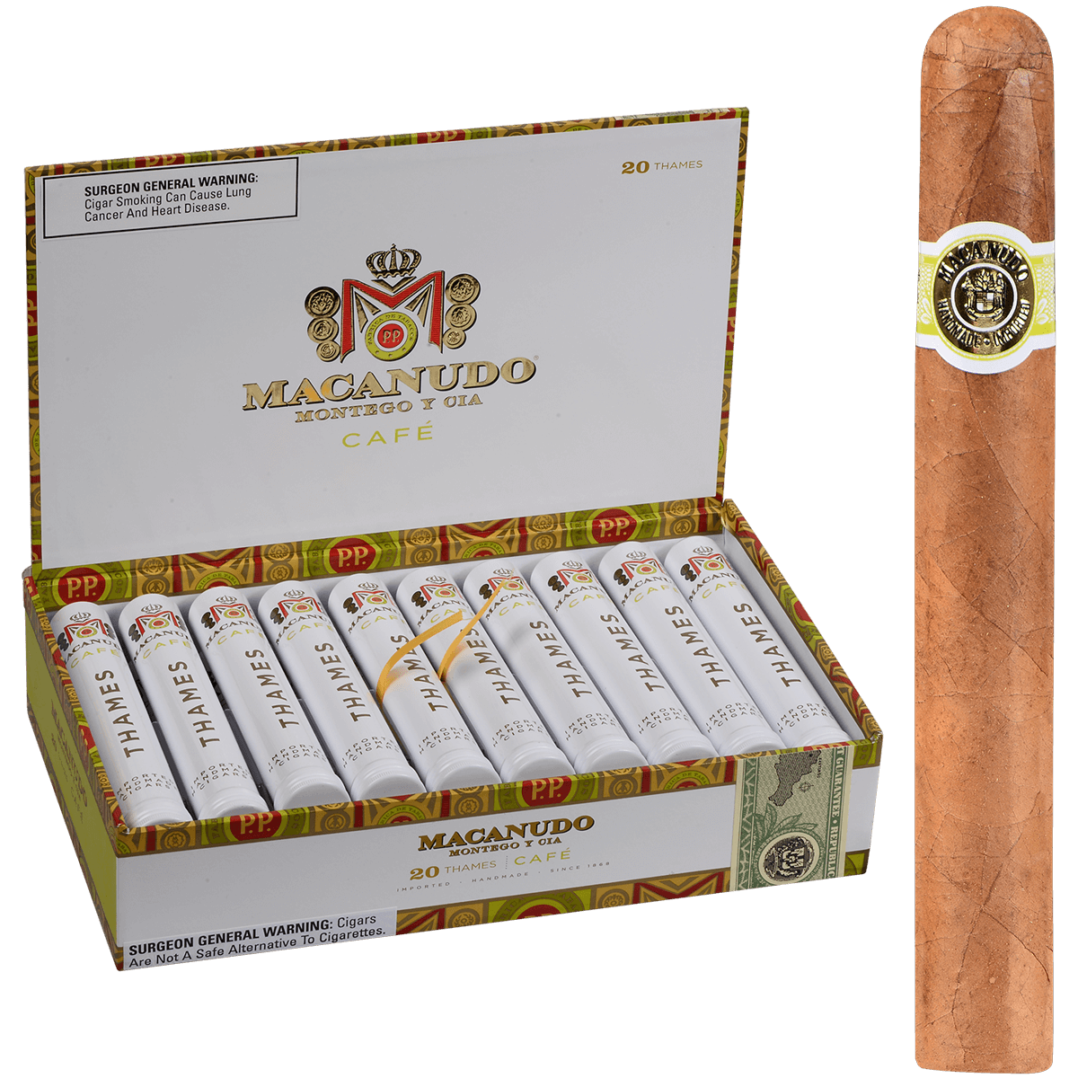 Macanudo Cafe Thames Tubos 20 Ct. Box 6.00X50