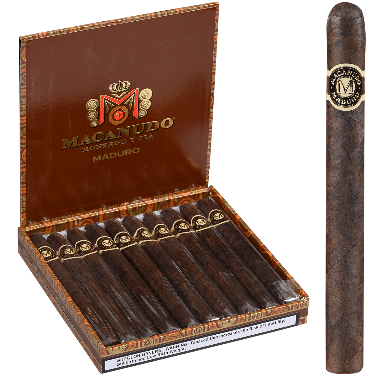 Macanudo Maduro Prince Philip 10 Ct. Box 7.50X49