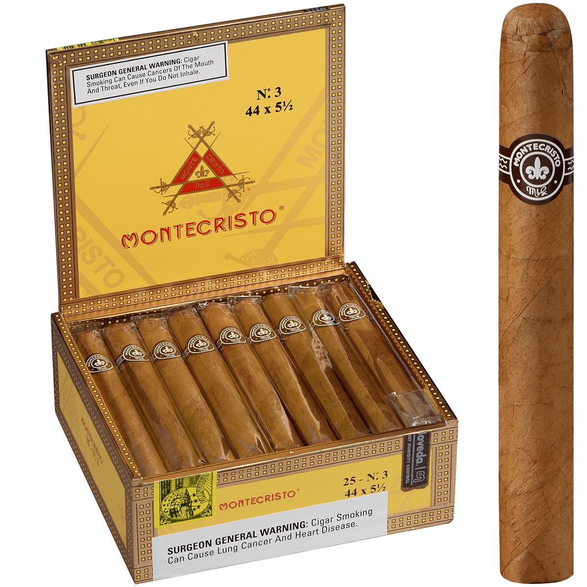Montecristo No. 3 Natural 25 Ct. Box 5.50X44