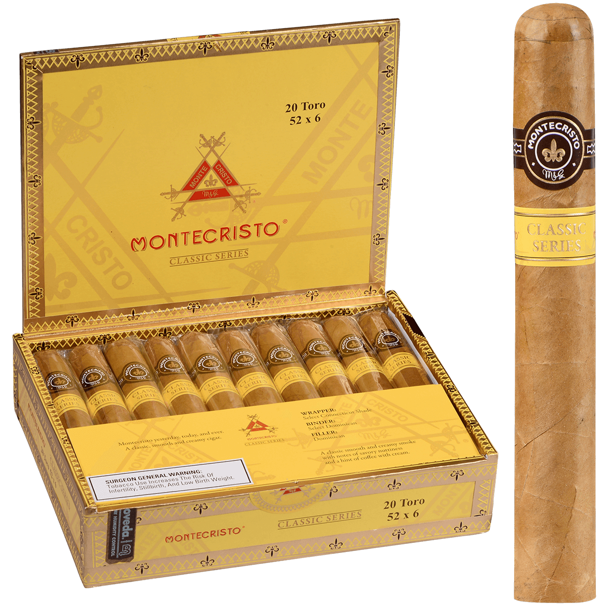Montecristo Classic Collection Toro 20 Ct. Box 6.00X52