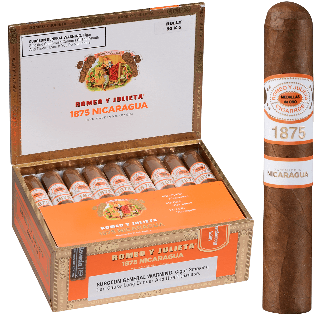 Romeo Y Julieta 1875 Nicaragua Bully 25 Ct. Box 5.00X50