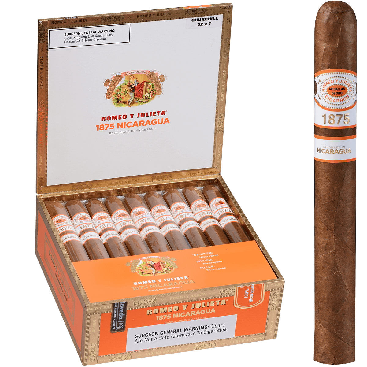 Romeo Y Julieta 1875 Nicaragua Churchill 25 Ct. Box 7.00X52