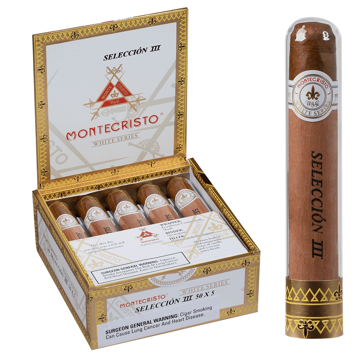 Montecristo Seleccion White Iii Tubes 10 Ct. Box 5.00X50