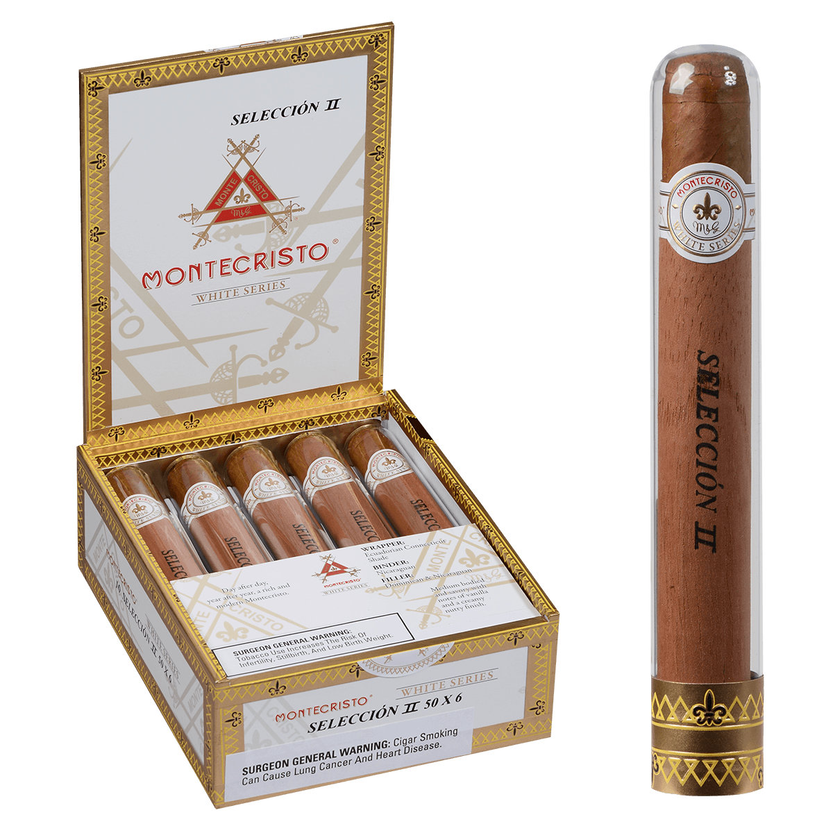 Montecristo Seleccion White Ii Tubes 10 Ct. Box 6.00X50