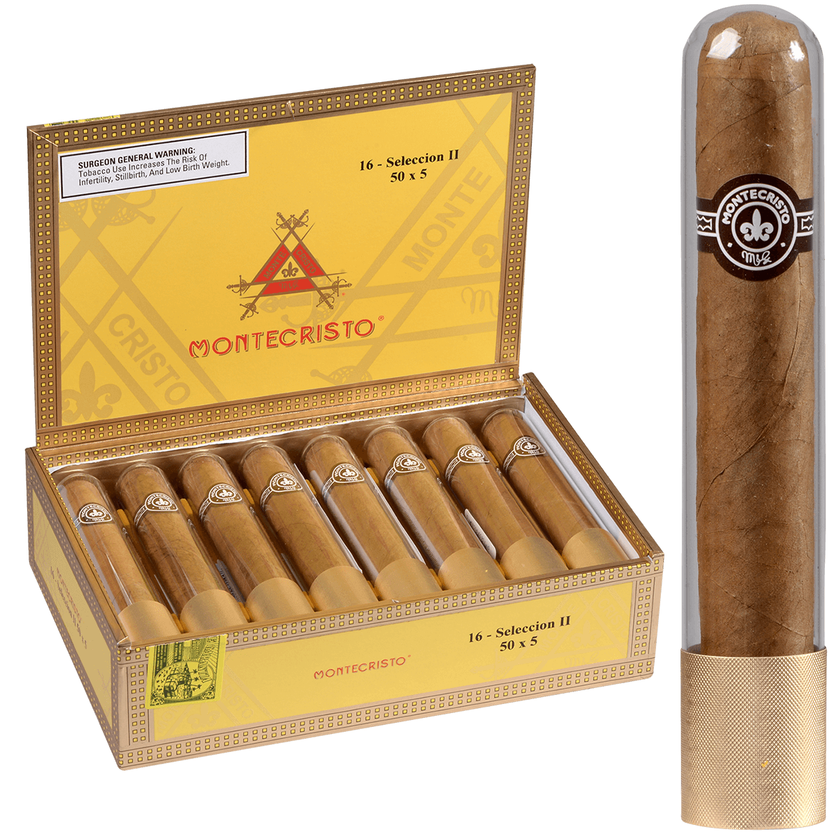 Montecristo Seleccion Ii Robusto Tubes 16 Ct. Box 5.00X50