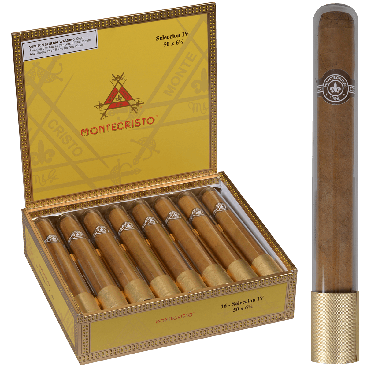 MONTECRISTO SELECCION IV DOUBLE CORONA TUBES 16 CT. BOX 6.25X50