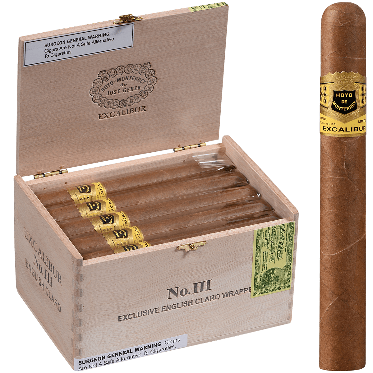 Hoyo Excalibur English Claro No. Iii 20 Ct. Box 6.12X48