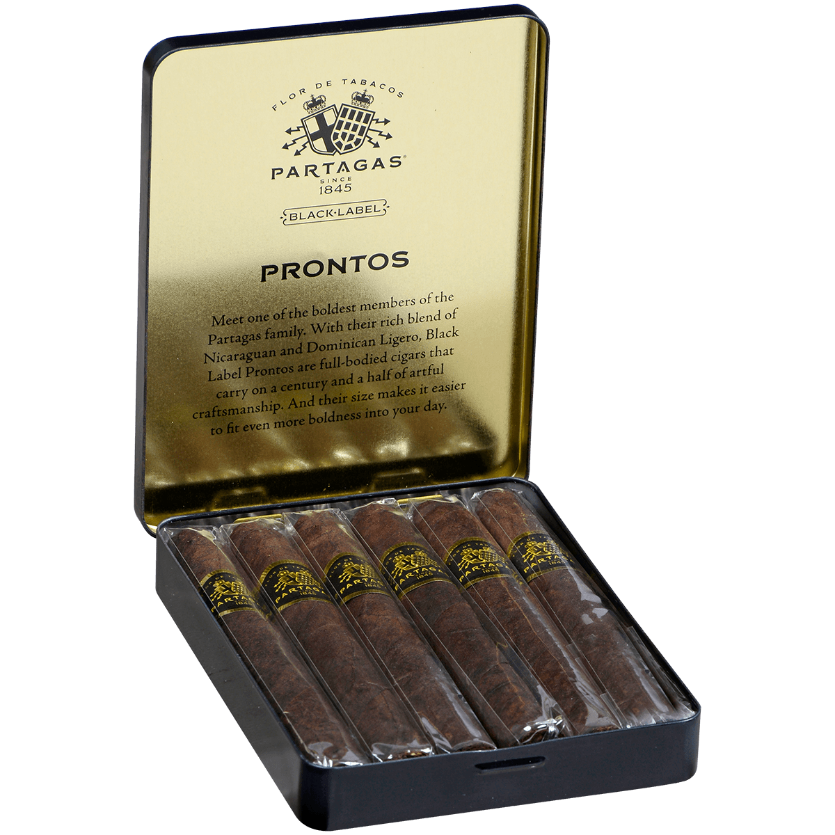 Partagas Black Label Prontos 5/6 Pack Tins 4.19X36