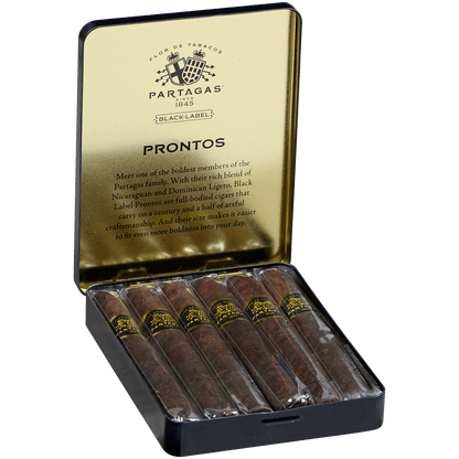Partagas Black Label Prontos 5/6 Pack Tins 4.19X36