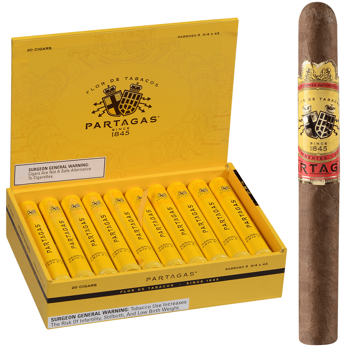 Partagas Sabroso Tubos 20 Ct. Box 5.88X44