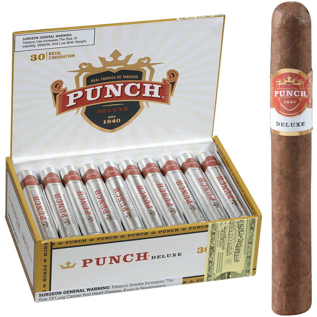 Punch Deluxe Royal Coronation Tubos Ems 30 Ct. Box 5.25X44