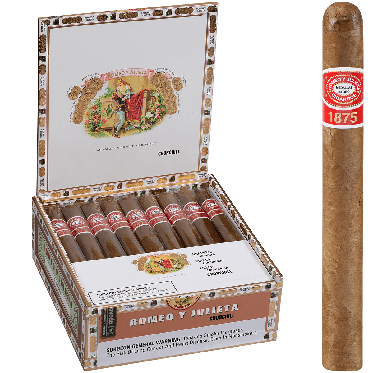 Romeo Y Julieta 1875 Churchill Ems 25 Ct. Box 7.00X50