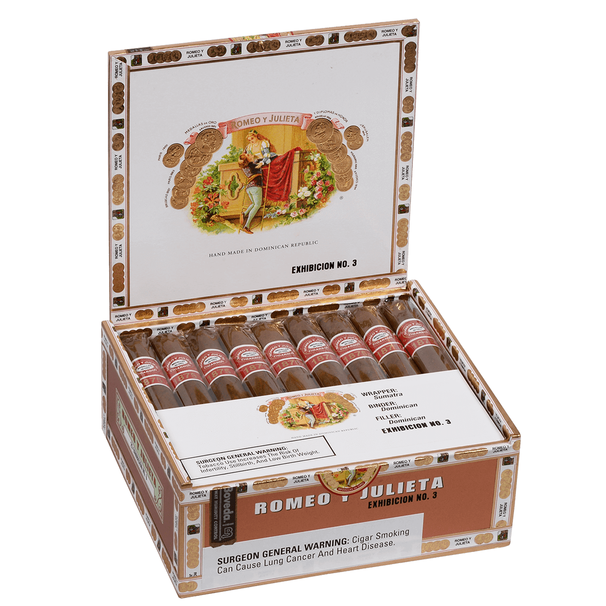 Romeo Y Julieta 1875 Exhibicion #3 Ems 25 Ct. Box 6.00X50