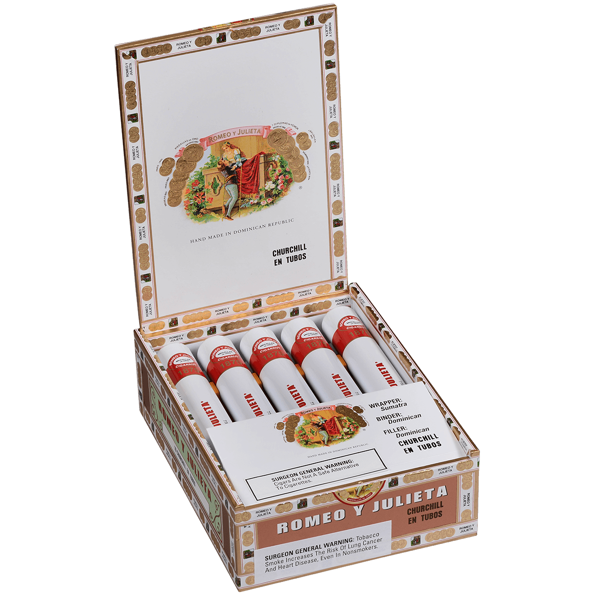 Romeo Y Julieta 1875 Churchill Tubos Ems 10 Ct. Box 7.00X50