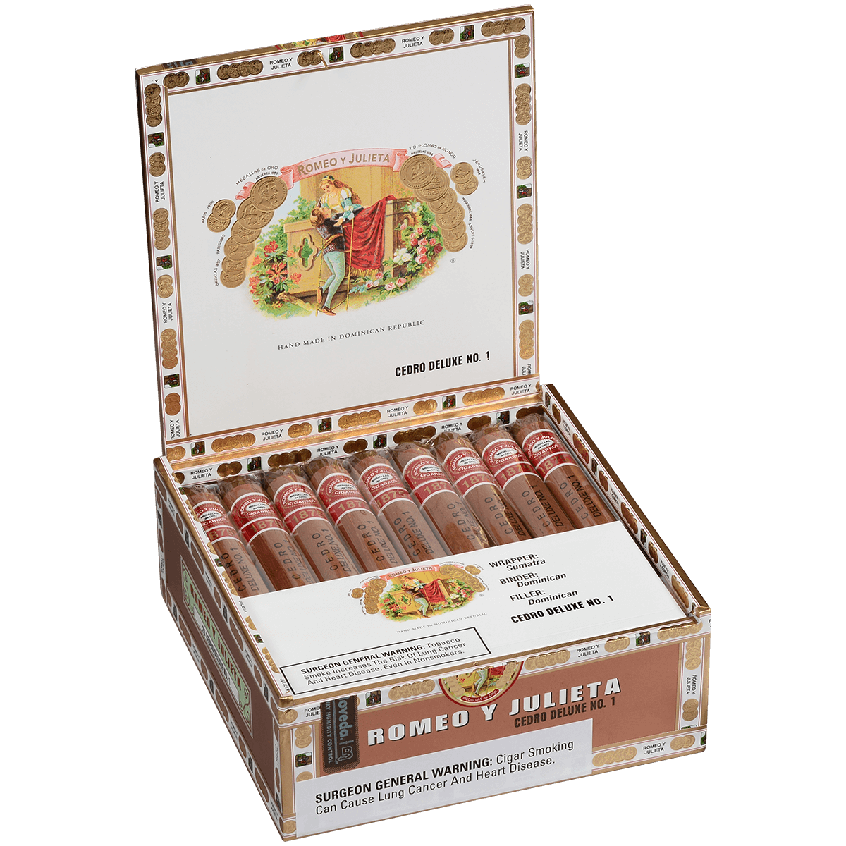 Romeo Y Julieta 1875 Cedro Deluxe #1 Ems 25 Ct. Box 6.50X44