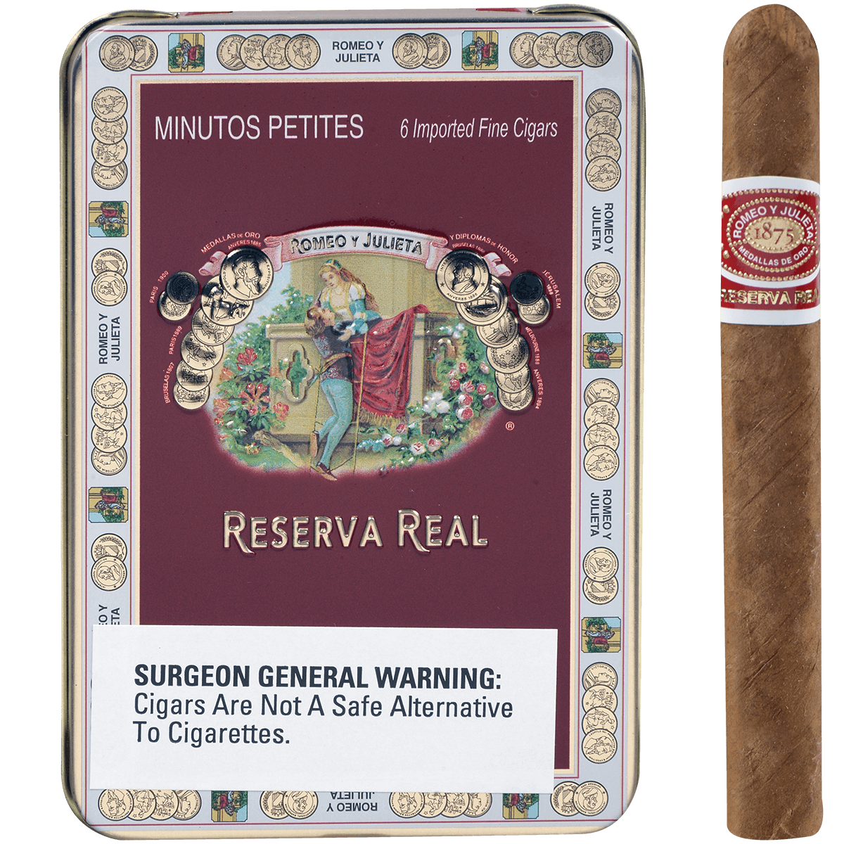 Romeo Y Julieta Reserva Real Minutos Petites 5/6 Tin 4.00X33