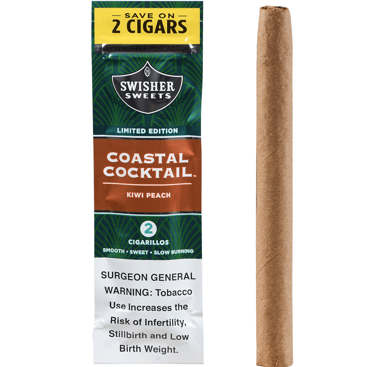 Swisher Sweets Cigarillos Coastal Cocktail Kiwi Peach Sv 2 60 Ct. 30 2 Packs 4.00X30