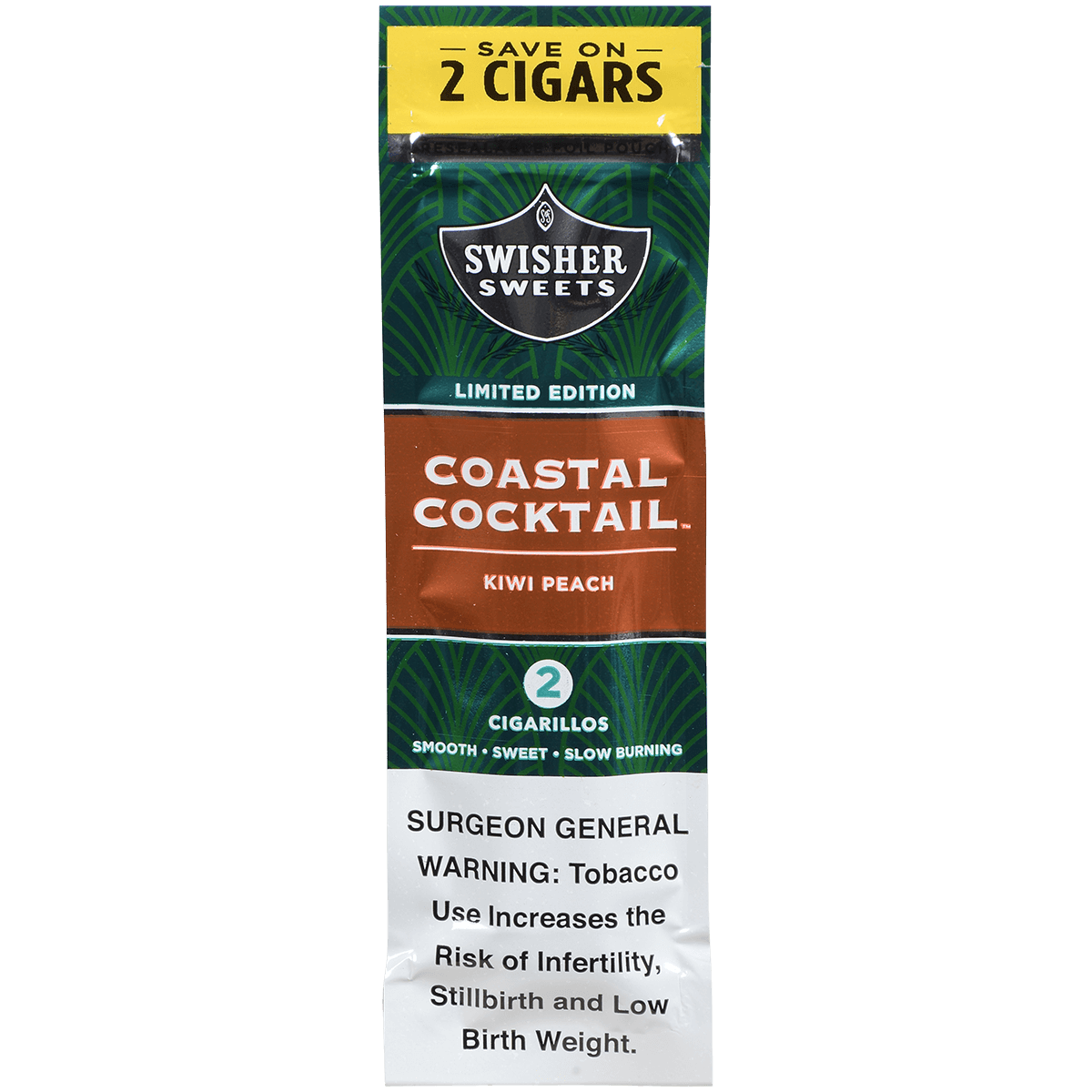 Swisher Sweets Cigarillos Coastal Cocktail Kiwi Peach Sv 2 60 Ct. 30 2 Packs 4.00X30