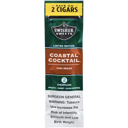 Swisher Sweets Cigarillos Coastal Cocktail Kiwi Peach Sv 2 60 Ct. 30 2 Packs 4.00X30