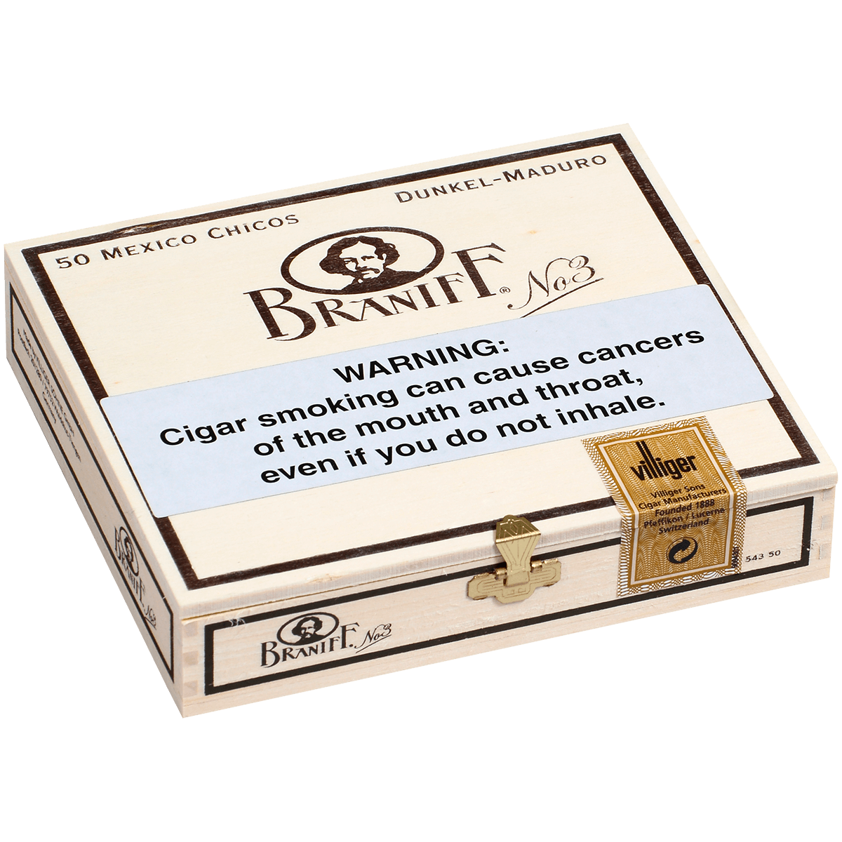 Villiger Braniff No. 3 Chicos Maduro 50 Ct. Box 4.13X20