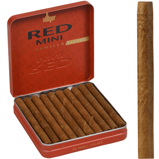 Villiger Filtered Cigarillo Red Mini Vanilla 5/20 Pack Tins 3.10X21