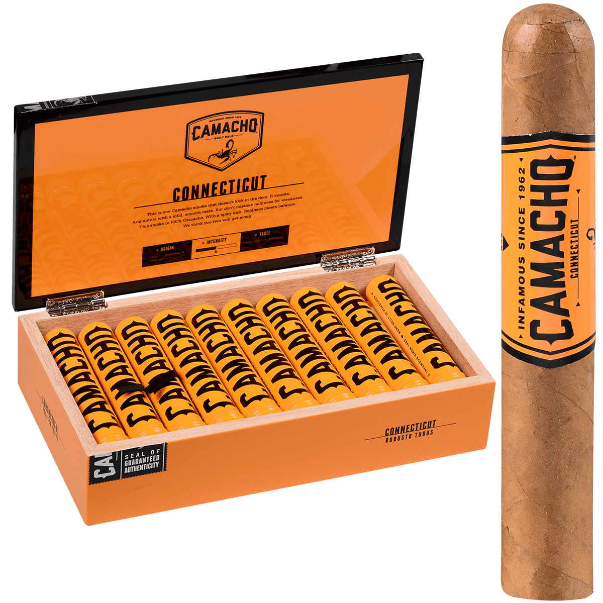 Camacho Connecticut Robusto Tubo 20 Ct. Box 5.00X50