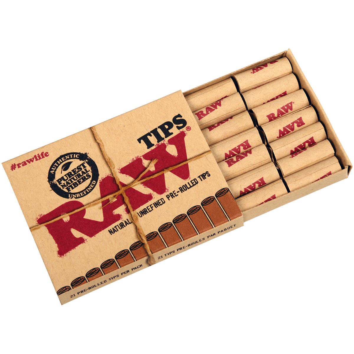 Tip Pre-Rolled Raw Regular Paper 20/21 Ct. Box