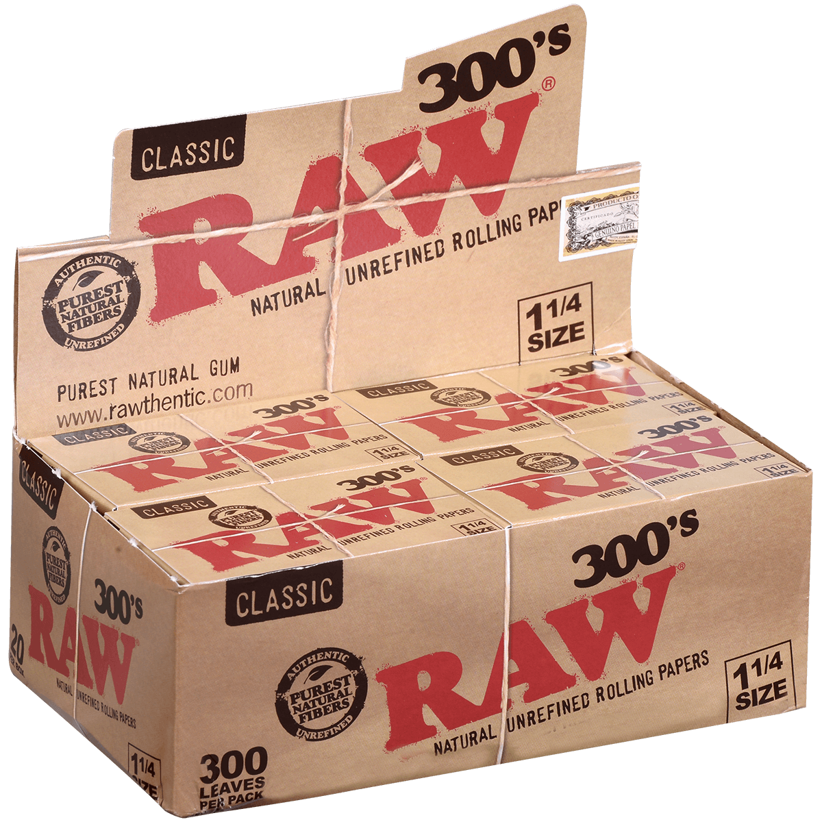 Papers Raw Classic 300'S Unrefined 1 ¼ 20 Ct. Box