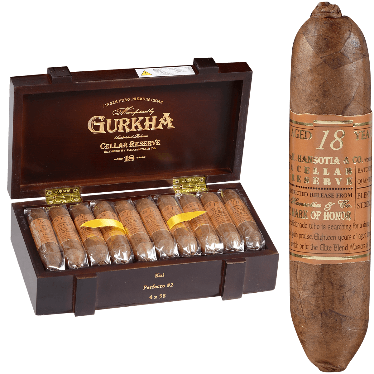 Gurkha Cellar Reserve Edicion Especial 18 Yr Koi - Perfecto 20 Ct. Box 4.00X58