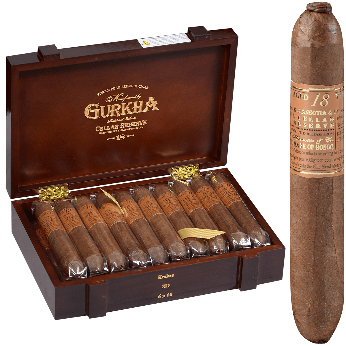 Gurkha Cellar Reserve Edicion Especial 18 Yr Kraken-Xo 20 Ct. Box 6.00X60