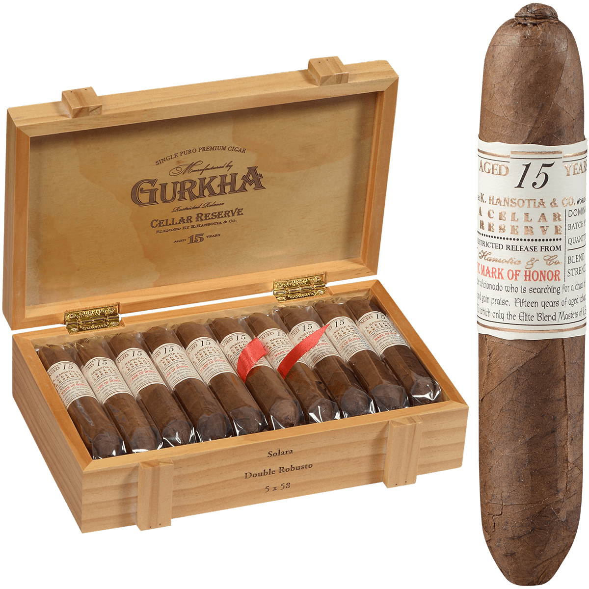 Gurkha Cellar Reserve 15 Yr Solara-Dbl Robusto 20 Ct. Box 5.00X58