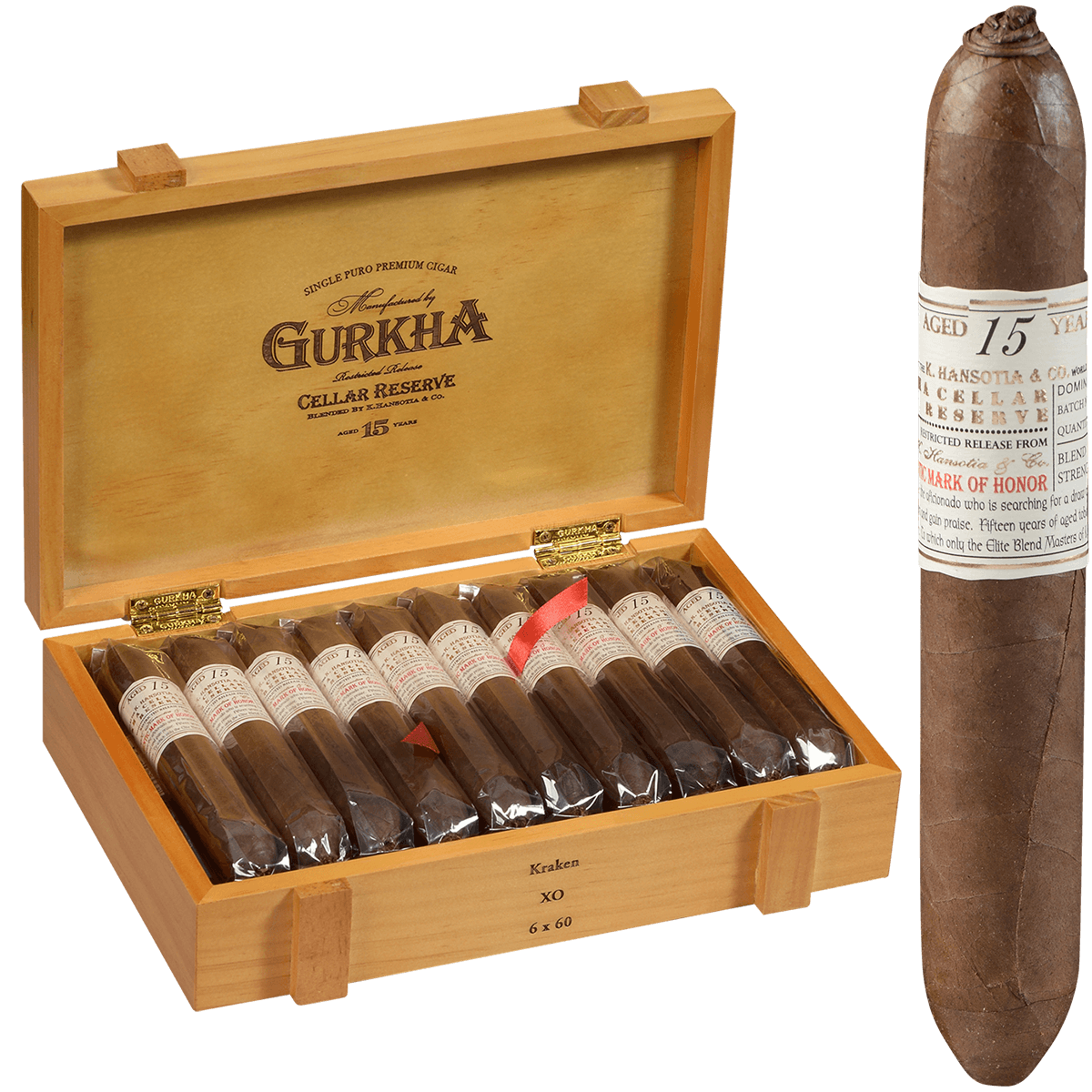 Gurkha Cellar Reserve 15 Yr Kraken-Xo 20 Ct. Box 6.00X60