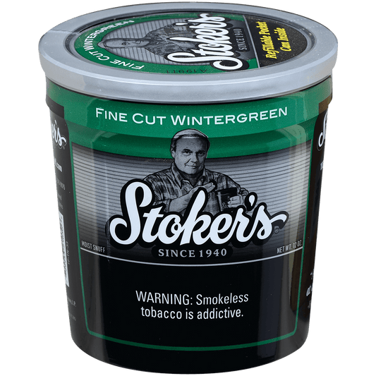 Moist Snuff Stoker'S Fine Cut Wintergreen 12 Oz Tub