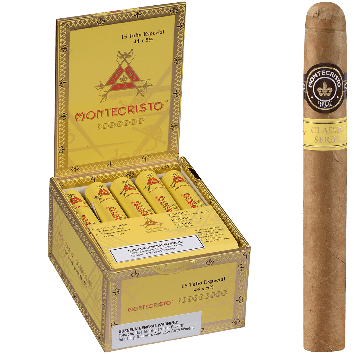 Montecristo Classic Collection Especial Tubo 15 Ct. Box 5.50X44