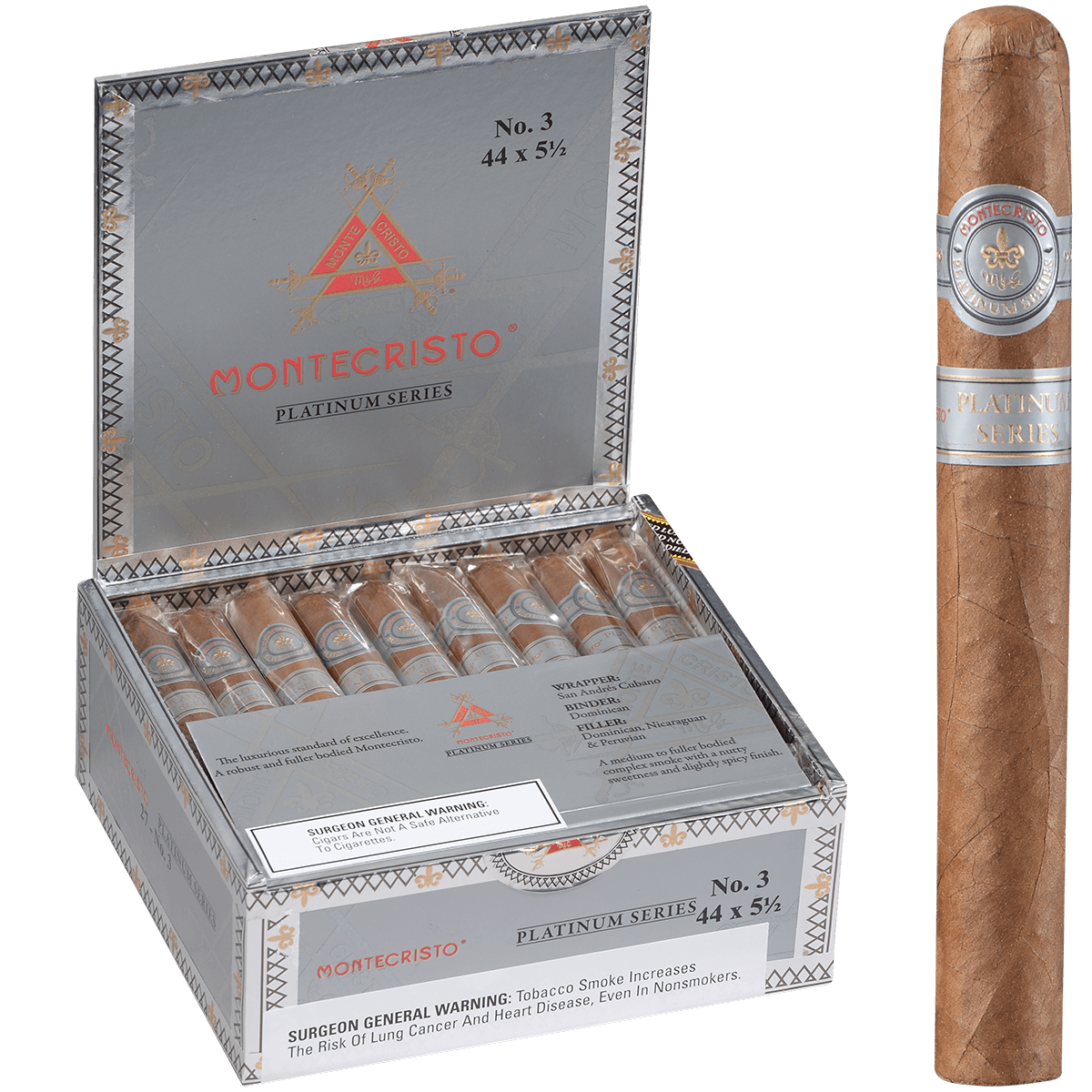 Montecristo Platinum No.3 27 Ct. Box 5.50X44